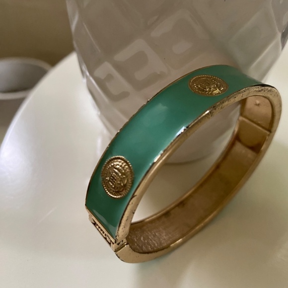 Turquoise and gold cuff bangle - Picture 2 of 3